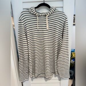 Marine Layer Cream and Navy Striped Knit Hoodie